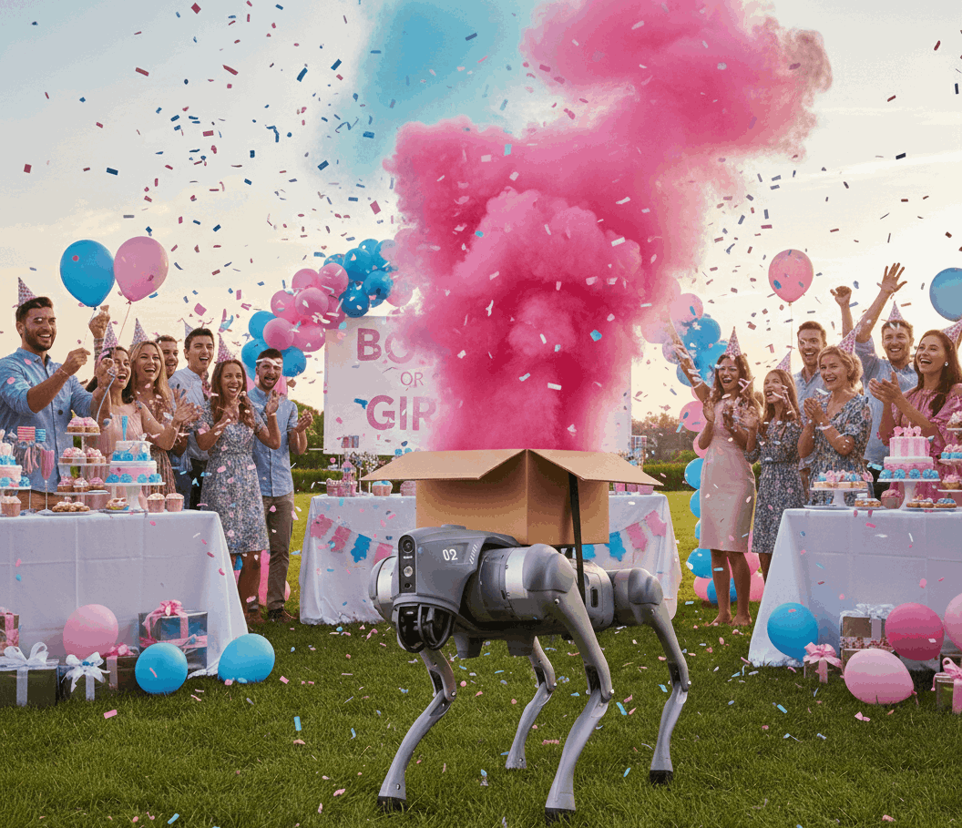 robot hond voor gender reveal